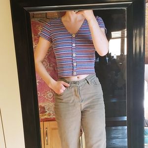 Mock button down blouse